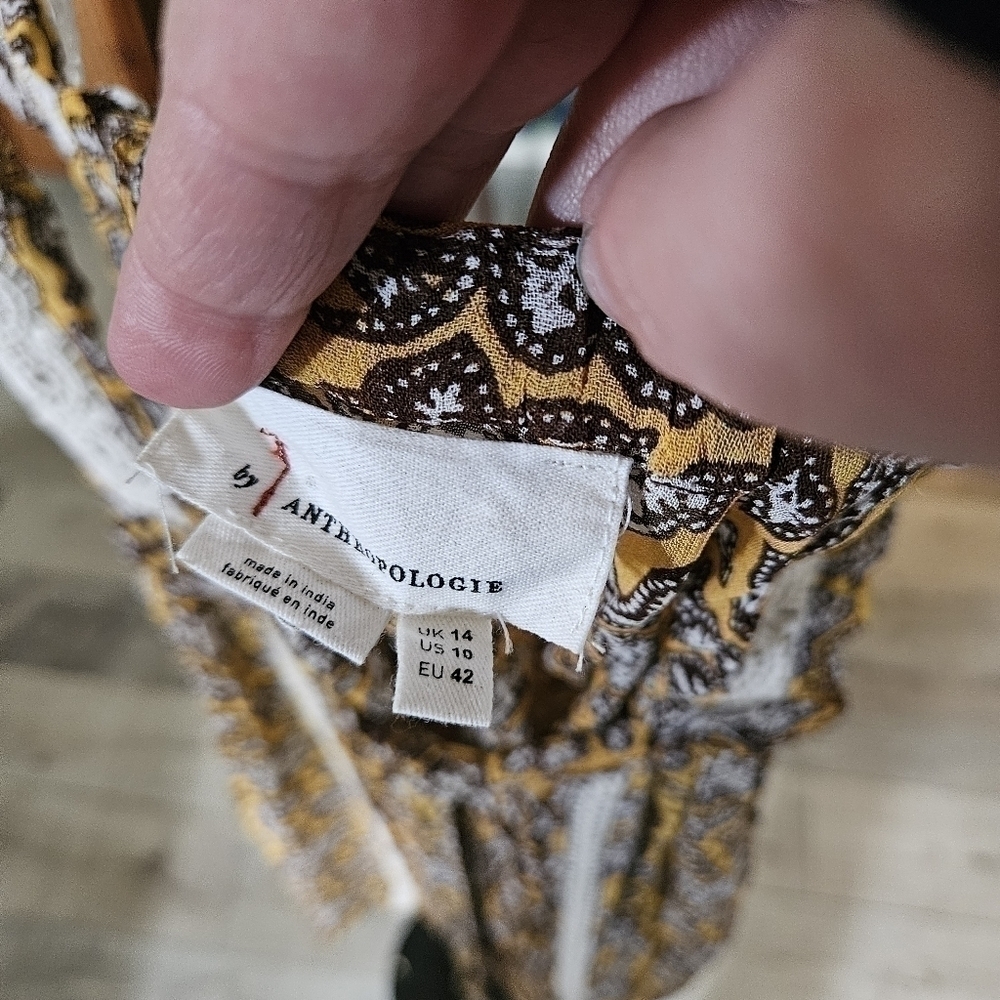 Anthropologie Brown Printed Cotton Tank Top - Picture 5 of 7